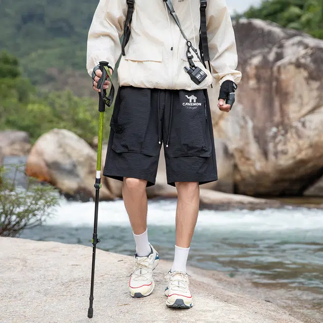 领航骆驼 复古高街透气百搭潮流系带休闲短裤 男女同款