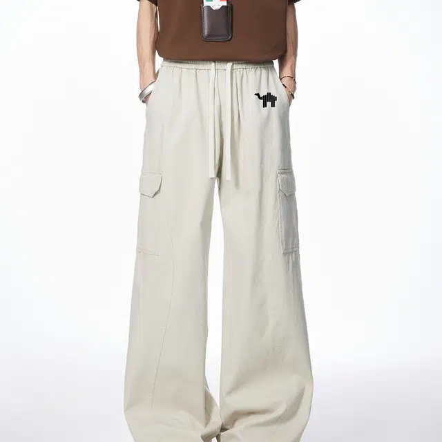 领航骆驼 美式拼接户外百搭直筒系带休闲牛仔裤 男女同款