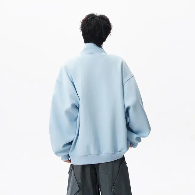 领航骆驼 重磅宽松百搭简约日常通勤舒适休闲时尚潮流立领卫衣 男女同款