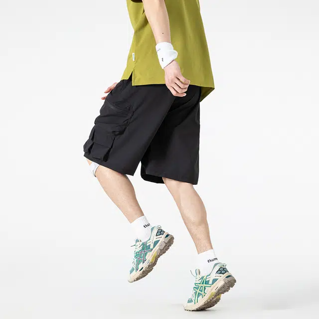 领航骆驼 直筒透气纯色百搭潮流户外运动休闲短裤 男女同款