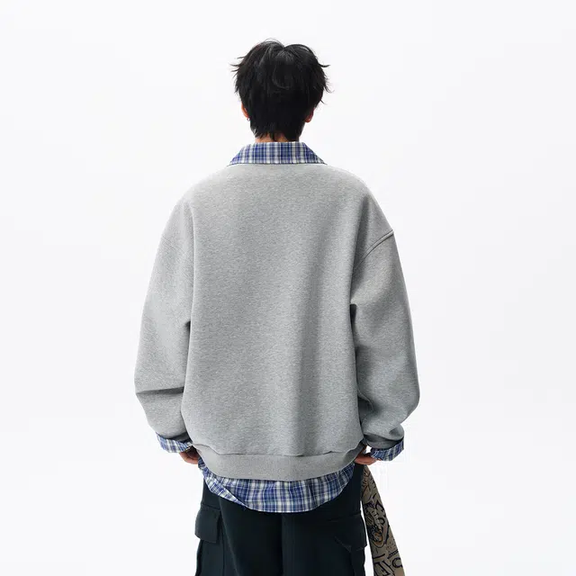 领航骆驼 日系潮牌小众设计感复古帅气翻领基础宽松时尚百搭街头运动经典潮流简约卫衣 男女同款