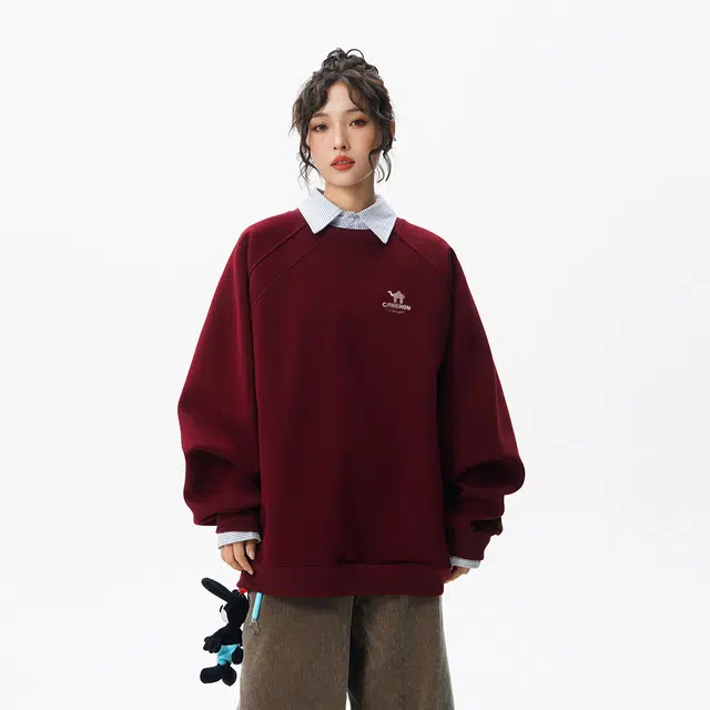 领航骆驼 宽松日常通勤舒适垂感高品质美式潮流简约百搭卫衣 男女同款