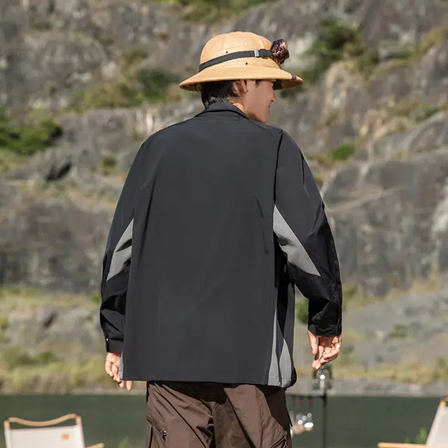 领航骆驼 山系户外三防泼水长袖衬衣骑行徒步旅行登山反光拉链轻量化透气速干外套   衬衫  男女同款