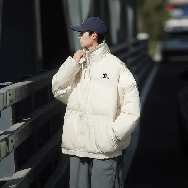 领航骆驼 冬季抗寒舒适时尚简约纯色运动日常通勤字母休闲宽松百搭  棉服 男女同款