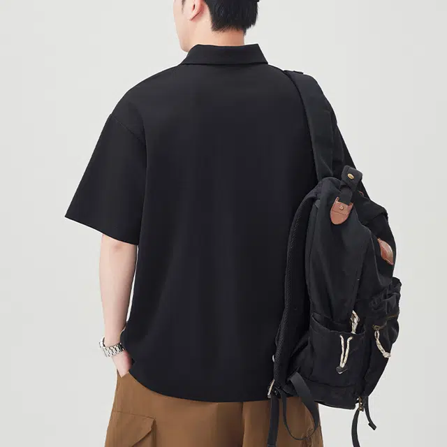 领航骆驼 复古运动时尚百搭休闲舒适透气潮流撞色短袖衬衫 男女同款