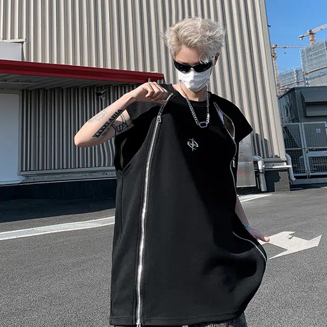 领航骆驼 高街拉链宽松舒适户外运动健身通勤休闲时尚百搭圆领背心 男女同款