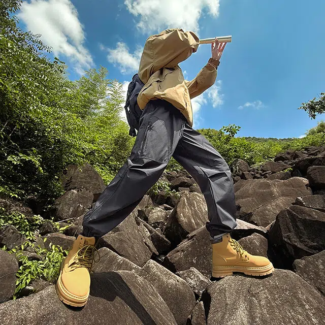 领航骆驼 山系户外大口袋街头潮牌多口袋宽松伞兵长裤运动裤子松紧束脚休闲百搭时尚潮流 工装裤  男女同款