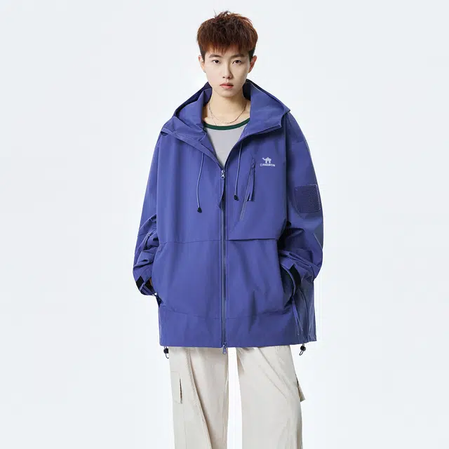 领航骆驼 美式简约基础款潮流拉链设计感纯色下摆帽子可调节通勤百搭显瘦时尚休闲夹克   男女同款