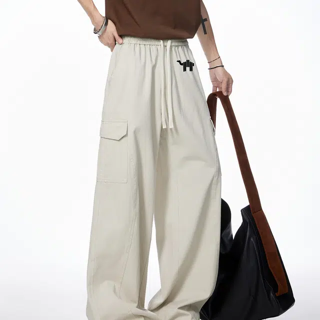 领航骆驼 美式拼接户外百搭直筒系带休闲牛仔裤 男女同款