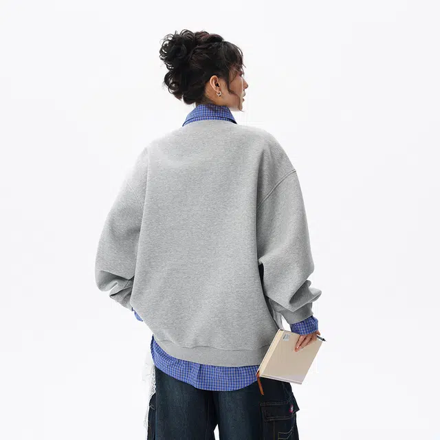 领航骆驼 时尚宽松休闲潮流设计重磅通勤简约百搭潮牌复古卫衣 男女同款