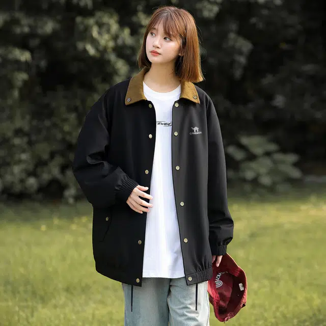 领航骆驼 户外美式复古潮牌宽松廓形休闲防水透气百搭高街翻领日常通勤运动长袖  夹克 男女同款