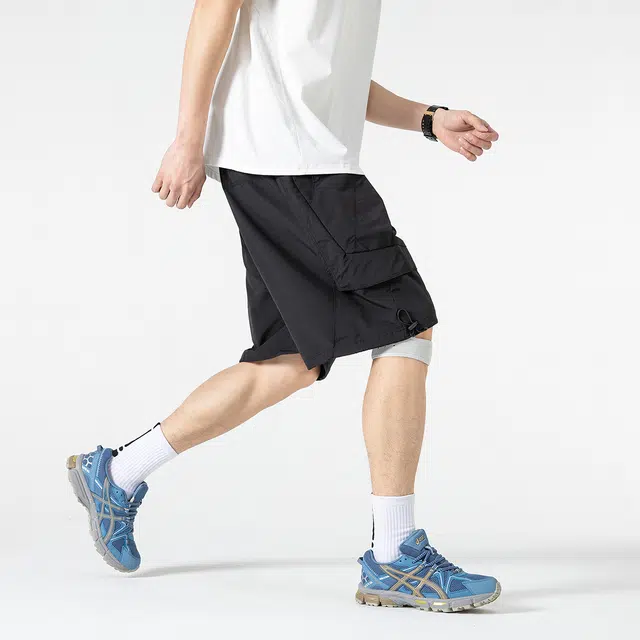 领航骆驼 美式纯色运动宽松时尚百搭通勤五分休闲短裤 男女同款