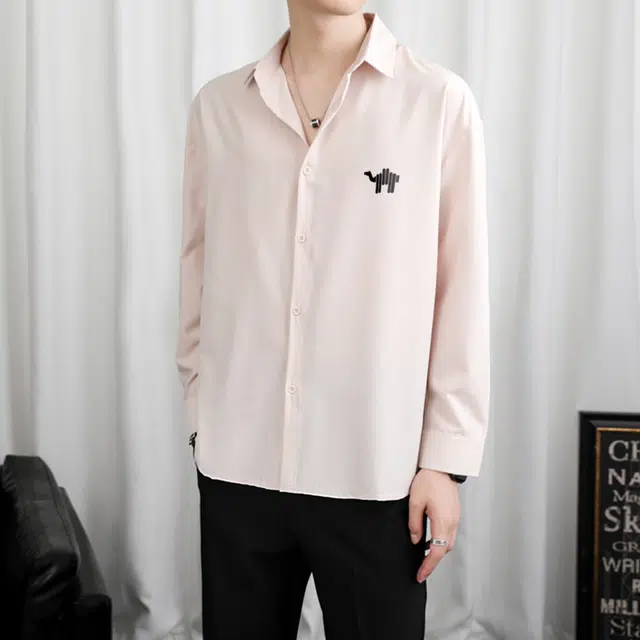 领航骆驼 美式复古高街痞帅简约纯色基础款冰丝凉感潮流柔软垂感休闲百搭薄款宽松落肩翻领长袖   衬衫  男女同款