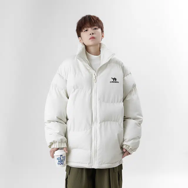 领航骆驼 时尚街头不规则立体户外抗寒山系百搭潮流痞帅加绒加厚防寒保暖港风宽松纯色机能服大码防风立领面包  棉服  男女同款