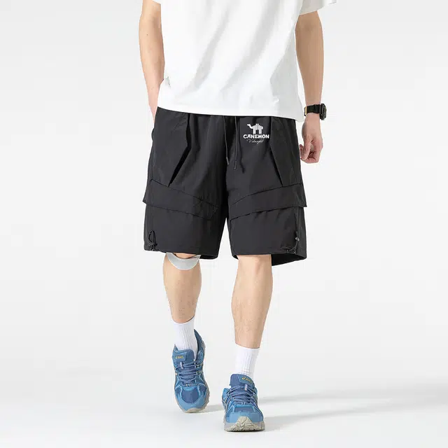 领航骆驼 美式纯色运动宽松时尚百搭通勤五分休闲短裤 男女同款