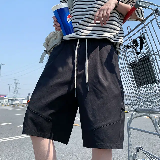 领航骆驼  美式学院风夏季薄款潮牌宽松运动五分高街复古立体剪裁中裤舒适日常通勤休闲  短裤 男女同款