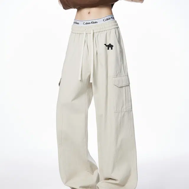 领航骆驼 美式拼接户外百搭直筒系带休闲牛仔裤 男女同款