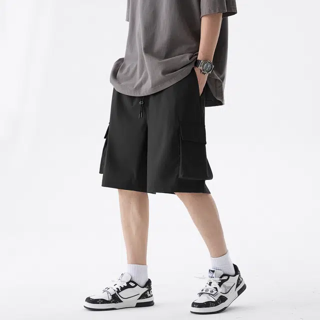 领航骆驼 美式百搭运动薄款透气速干五分系带休闲短裤 男女同款