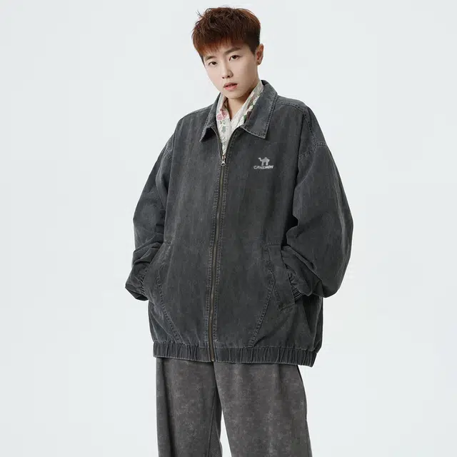 领航骆驼 时尚街头潮流纯棉水洗简约设计款日常通勤百搭高级感宽松休闲商务高街风痞帅潮酷翻领夹克 男女同款