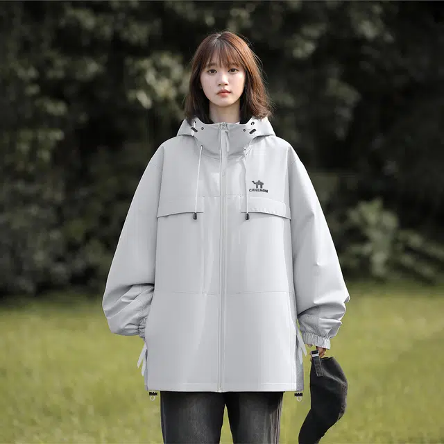 领航骆驼 美式复古户外登山拼接透气时尚日常百搭舒适宽松开衫连帽外套   夹克  男女同款