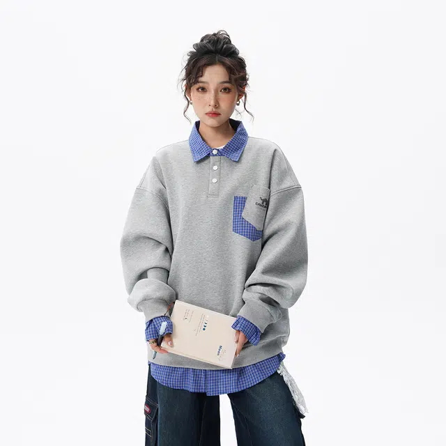 领航骆驼 时尚宽松休闲潮流设计重磅通勤简约百搭潮牌复古卫衣 男女同款