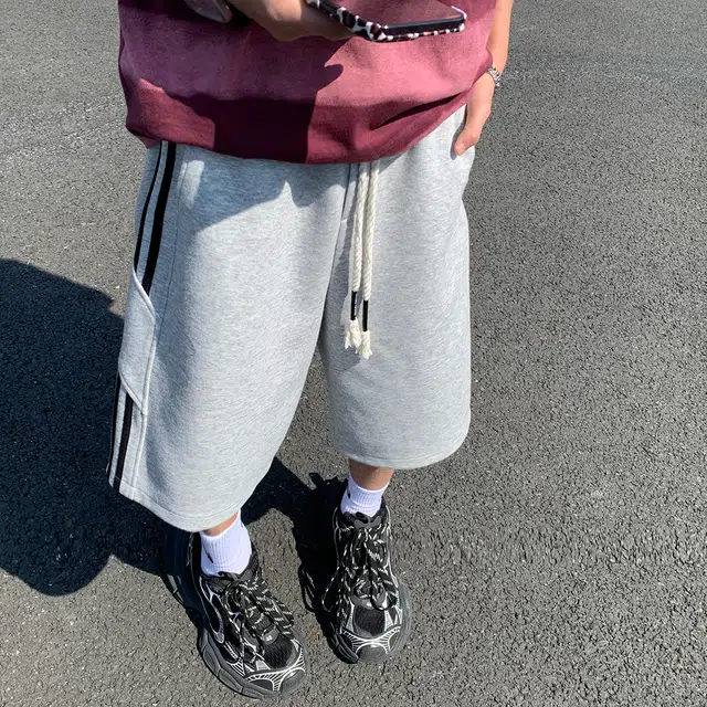 领航骆驼 学院风条纹运动篮球裤男夏季薄款宽松直筒速干五分裤子潮牌美式休闲  短裤  男女同款