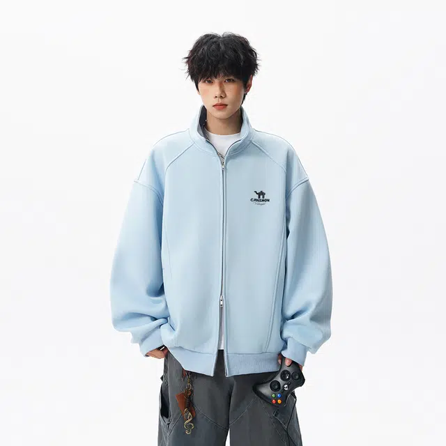 领航骆驼 重磅宽松百搭简约日常通勤舒适休闲时尚潮流立领卫衣 男女同款