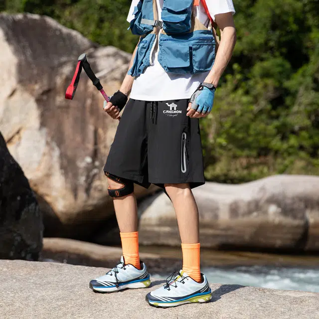 领航骆驼 户外百搭宽松系带舒适百搭五分休闲短裤 男女同款