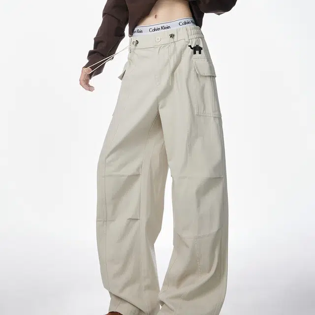 领航骆驼 美式拼接户外百搭直筒系带潮流休闲牛仔裤 男女同款