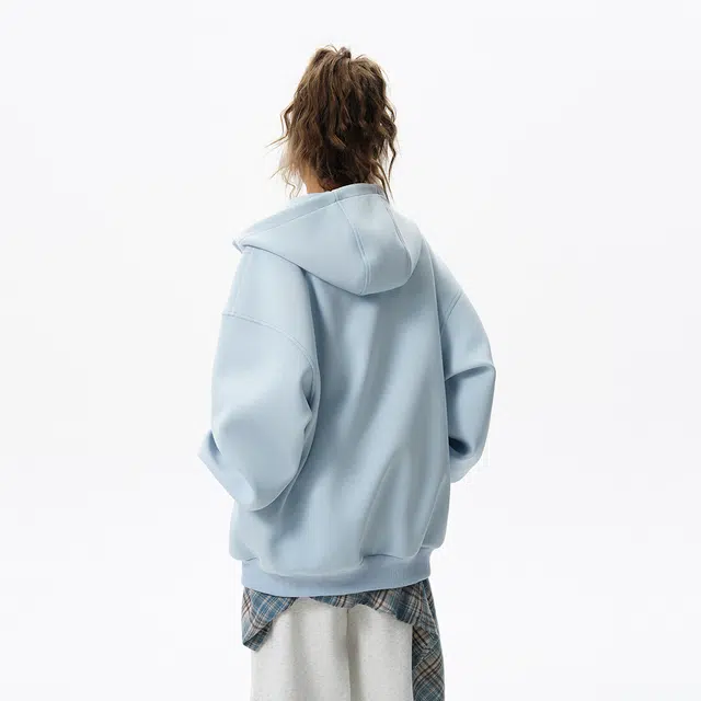 领航骆驼 时尚街头字母轻奢风潮流休闲宽松百搭通勤舒适落肩长袖开衫连帽卫衣 男女同款