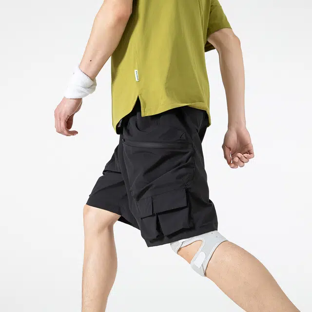 领航骆驼 直筒透气纯色百搭潮流户外运动休闲短裤 男女同款