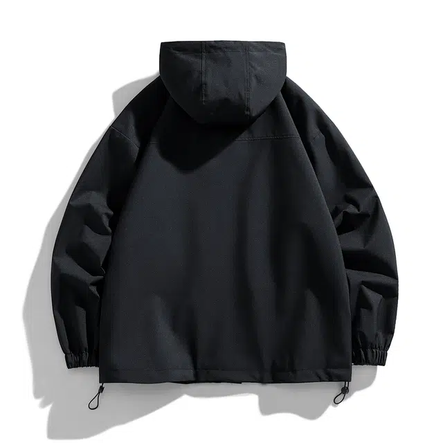 领航骆驼 户外机能风防风防水纯色连帽工装多口袋休闲长袖宽松夹克  男女同款