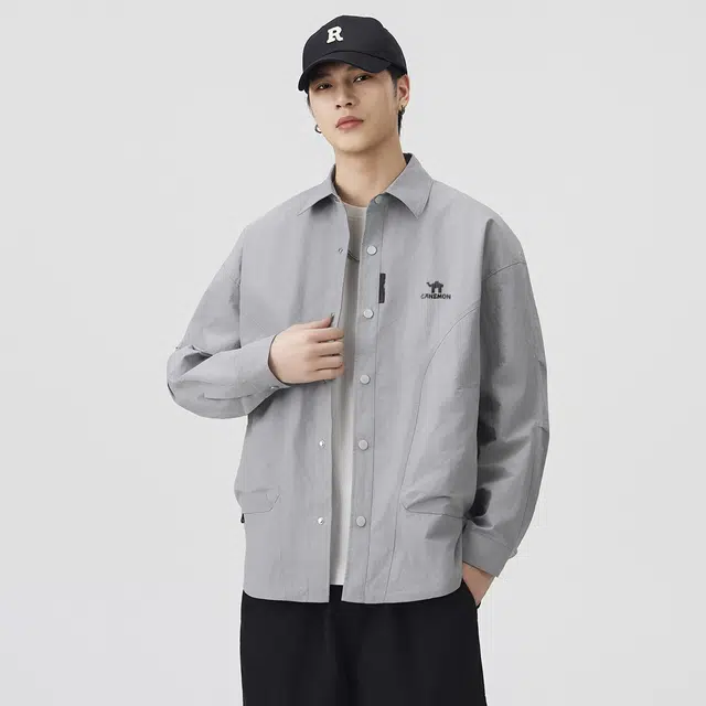 领航骆驼  美式潮牌高街复古工装拼接设计感时尚百搭宽松情侣春秋潮流外套长袖翻领  夹克  男女同款