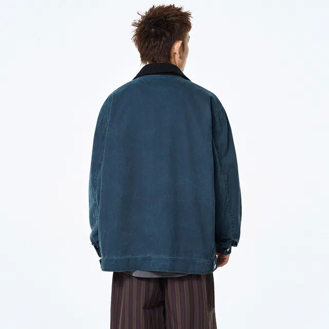 领航骆驼 时尚街头小众个性休闲拼接撞色翻领宽松工装无性别主义少年感潮流舒适亲肤夹克 男女同款