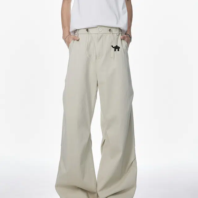 领航骆驼 潮流百搭褶皱设计直筒通勤休闲牛仔裤 男女同款