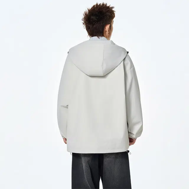 领航骆驼  城市机能简约潮流纯色拉链连帽立领胸前口袋休闲慵懒痞帅百搭防水防风日常户外出勤  夹克  男女同款