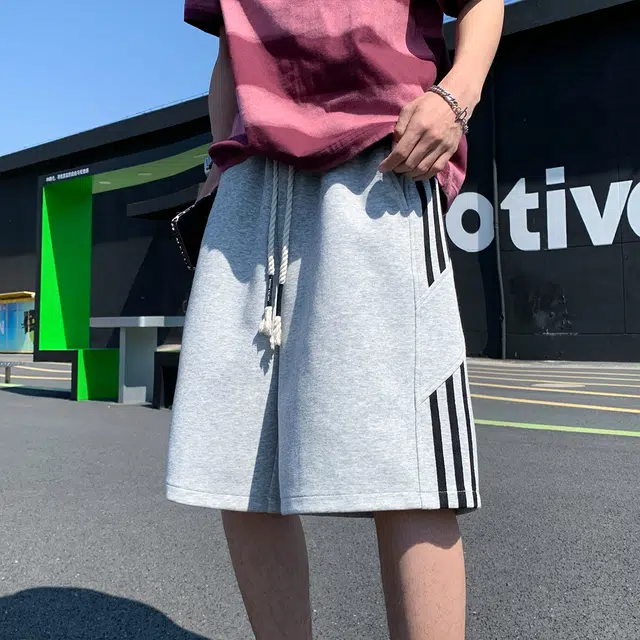 领航骆驼 学院风条纹运动篮球裤男夏季薄款宽松直筒速干五分裤子潮牌美式休闲  短裤  男女同款