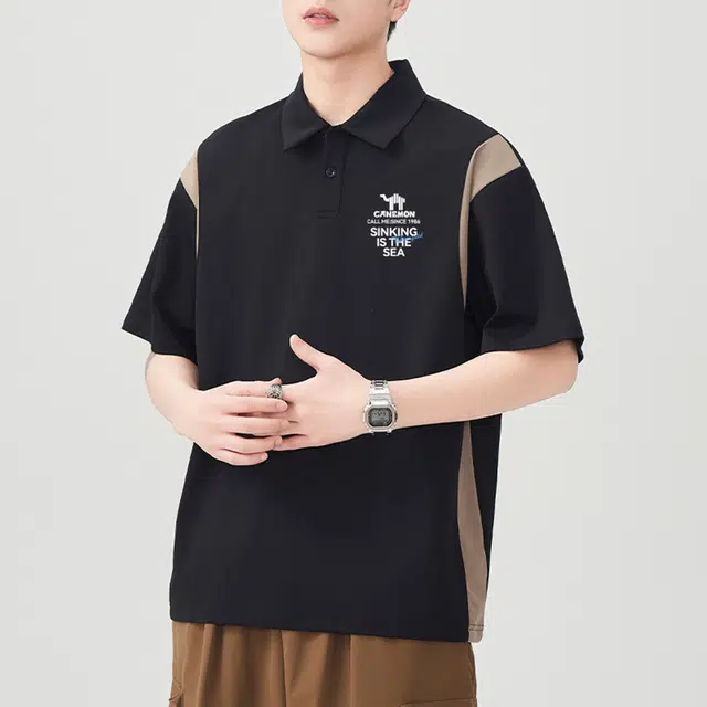 领航骆驼 复古运动时尚百搭休闲舒适透气潮流撞色短袖衬衫 男女同款