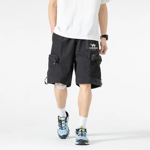 领航骆驼 美式机能工装风户外徒步五分裤宽松休闲短裤 男女同款