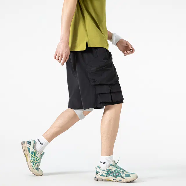 领航骆驼 直筒透气纯色百搭潮流户外运动休闲短裤 男女同款