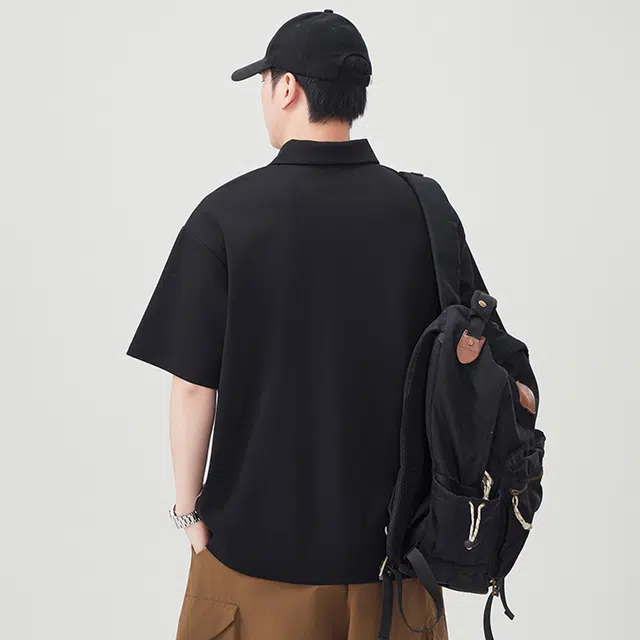 领航骆驼 复古运动时尚百搭休闲舒适透气潮流撞色短袖衬衫 男女同款