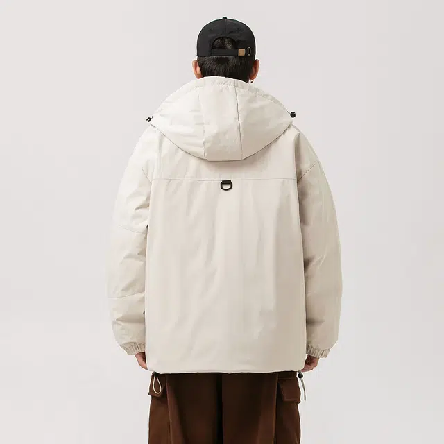 领航骆驼 时尚街头日常通勤百搭保暖简约纯色字母印花图案基础款亲肤舒适多口袋连帽羽绒服 男女同款