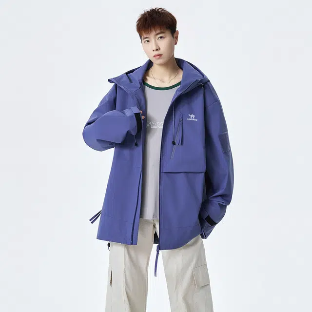 领航骆驼 美式简约基础款潮流拉链设计感纯色下摆帽子可调节通勤百搭显瘦时尚休闲夹克   男女同款