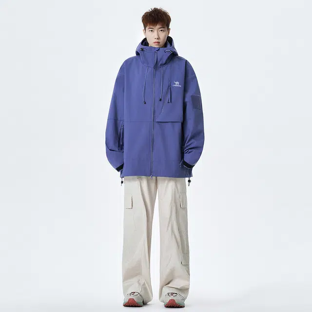 领航骆驼 美式简约基础款潮流拉链设计感纯色下摆帽子可调节通勤百搭显瘦时尚休闲夹克   男女同款