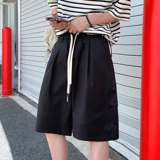 领航骆驼  美式学院风夏季薄款潮牌宽松运动五分高街复古立体剪裁中裤舒适日常通勤休闲  短裤 男女同款
