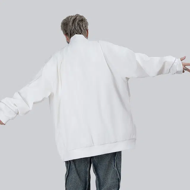 领航骆驼 学院风学生党出行经典简约无性别主义长袖山系户外反光条纹撞色拼接宽松休闲百搭落肩棒球领开衫潮流夹克   男女同款