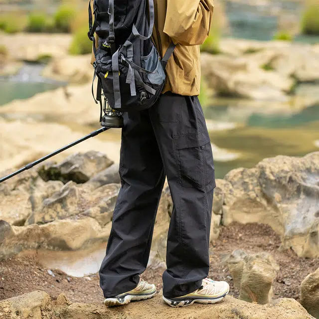领航骆驼 山系户外多功能速干登山防水防风轻薄透气凉感系带抽绳多口袋中腰直筒休闲裤 男女同款