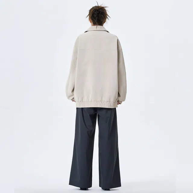 领航骆驼 时尚街头翻领工装拼接外套纯色机车上衣情侣宽松百搭潮牌 夹克  男女同款