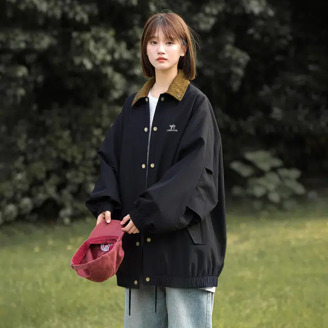 领航骆驼 户外美式复古潮牌宽松廓形休闲防水透气百搭高街翻领日常通勤运动长袖  夹克 男女同款