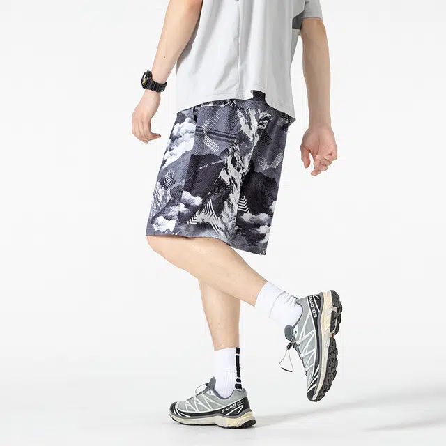 领航骆驼 美式复古户外运动透气速干潮流五分时尚百搭宽松休闲短裤 男女同款